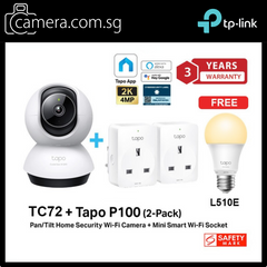 [BUNDLE] Tapo 3K QHD 360 AI WiFi CCTV Smart IP Camera TP-Link TC72+ P100(2 Packs) [FREE GIFT: L510E]