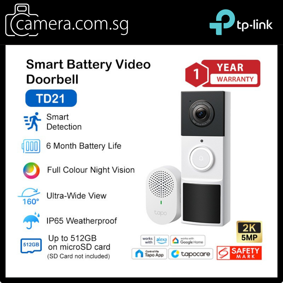 [6 Month Battery]Tapo Smart AI Video Doorbell/Night Vision Waterproof TP-Link  D235/D230S1/D210/TD21