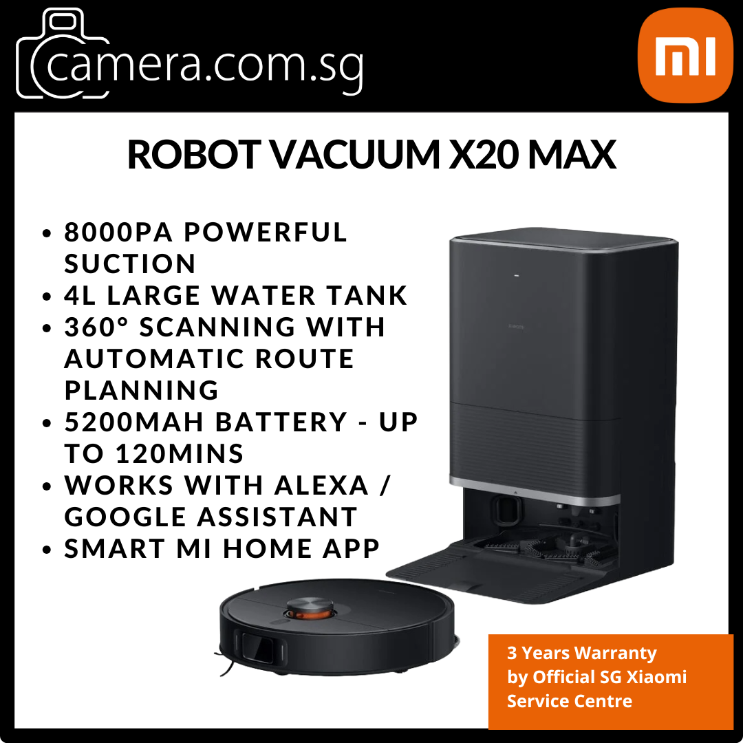 iaomi Robot Vacuum X20 Max | 8000Pa Suction Power | Up to 120mins Usage | Alexa & Goggle Assistant Ready | Mi Home App