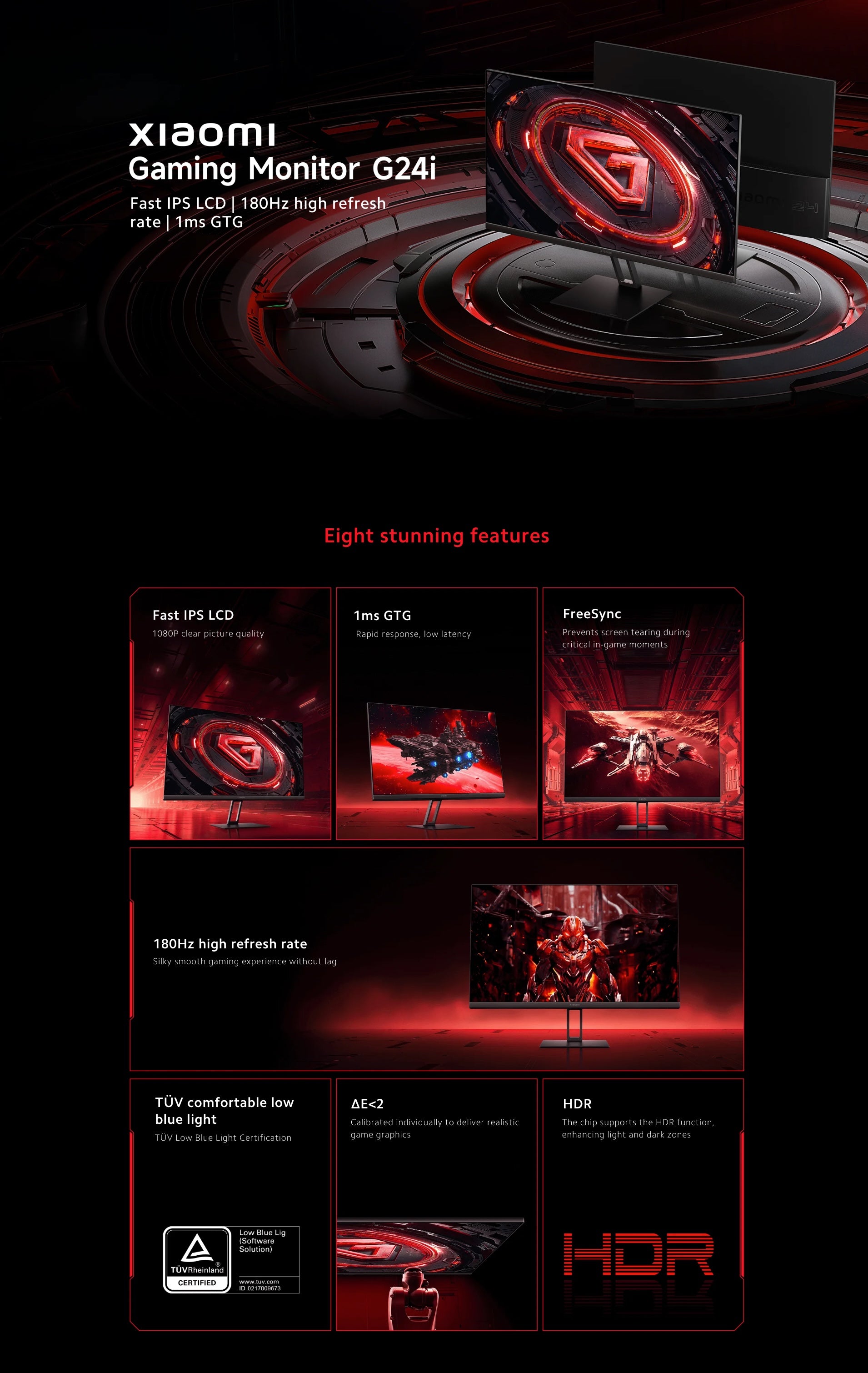 Xiaomi Gaming Monitor G24i/G27i | Up to 180Hz Refresh Rate | 1ms Response Rate | FreeSync Technology (3Yrs)