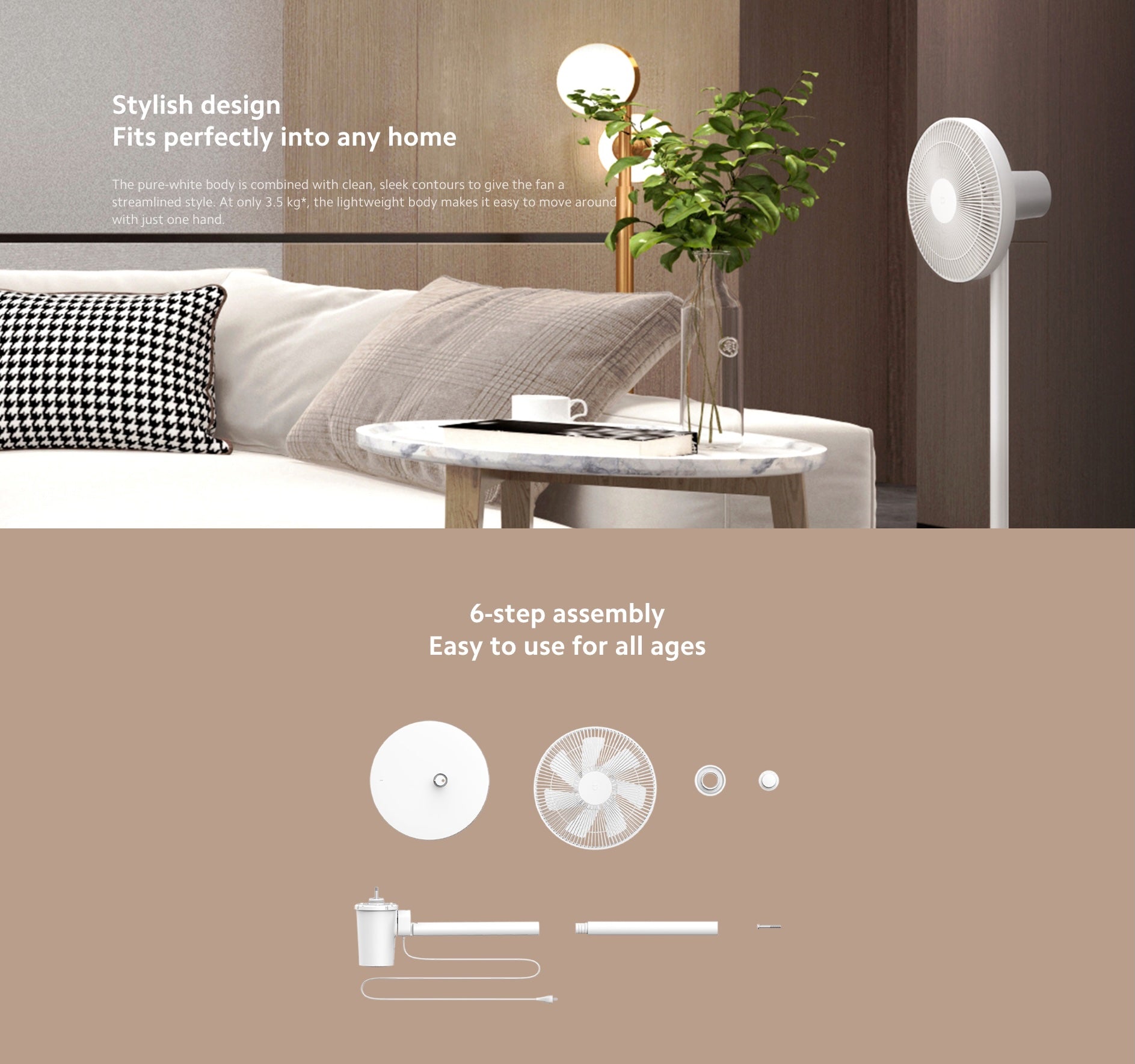 Xiaomi Smart Standing Fan 2 Lite | 3 Fan Speed | Mi Home App Control | 90° Range | Google Alexa Compatible