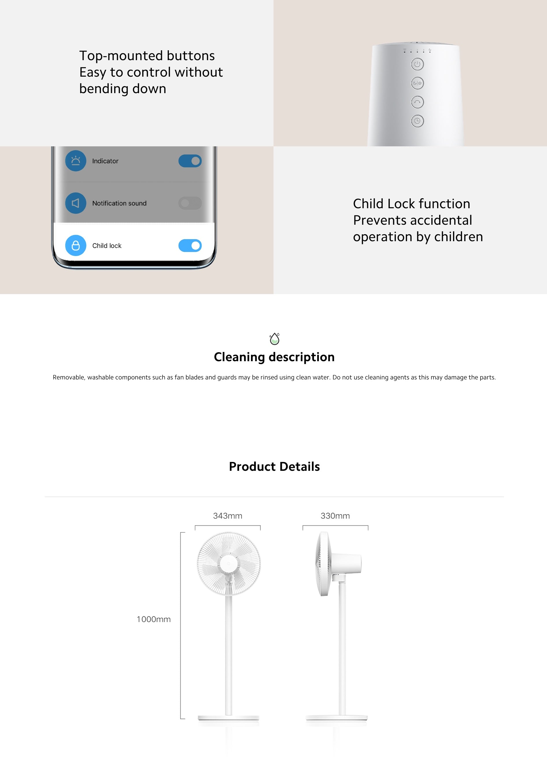 Xiaomi Smart Standing Fan 2 Lite | 3 Fan Speed | Mi Home App Control | 90° Range | Google Alexa Compatible