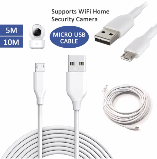 5m/10m Micro USB Android Charging Cable For Home Security Cameras