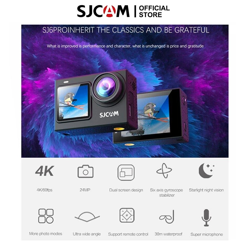 SJCAM SJ6 Pro Action Camera | 5K Video | Dual Screen | 6-Axis Stabilization
