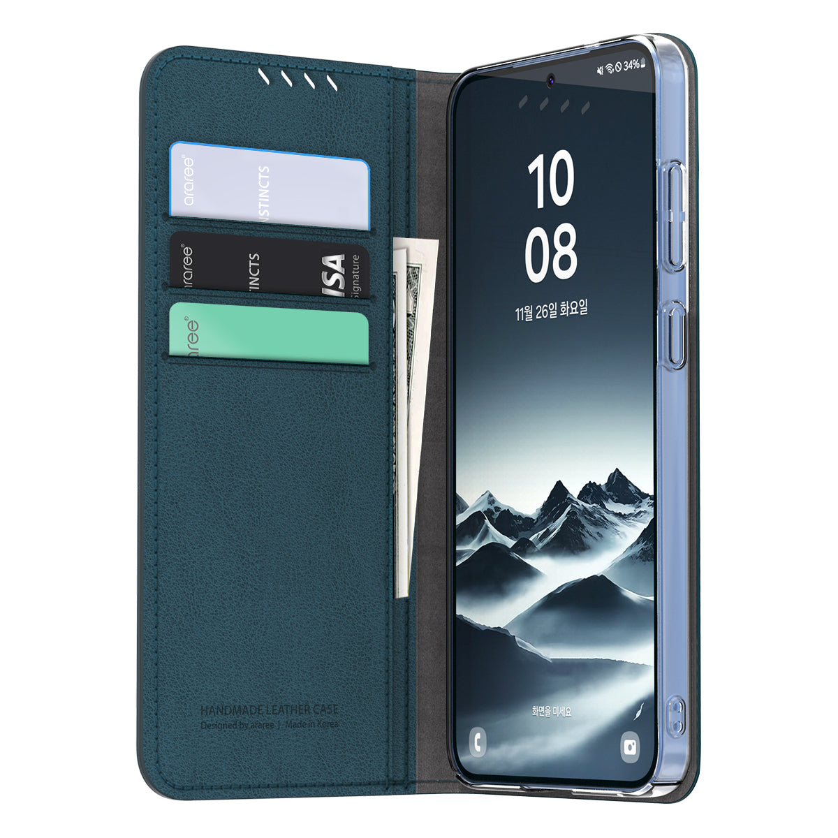 [Araree SG] Samsung Galaxy S25 | S25+ | S25 Ultra | Mustang Diary Leather Textured Phone Case | 3 cards slot