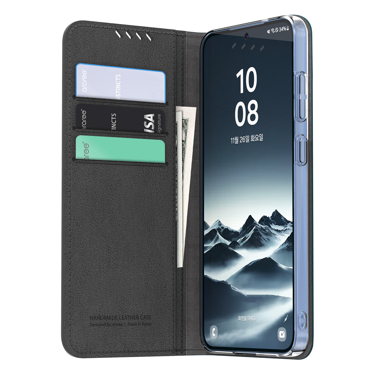 [Araree SG] Samsung Galaxy S25 | S25+ | S25 Ultra | Mustang Diary Leather Textured Phone Case | 3 cards slot