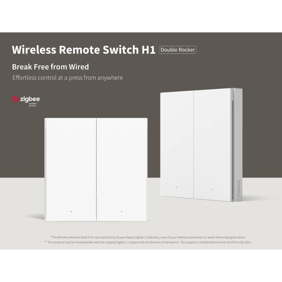 [Aqara SG] H1 Wireless Switch Double Rocker HomeKit Zigbee 3.0 Google High-Speed Click Mode