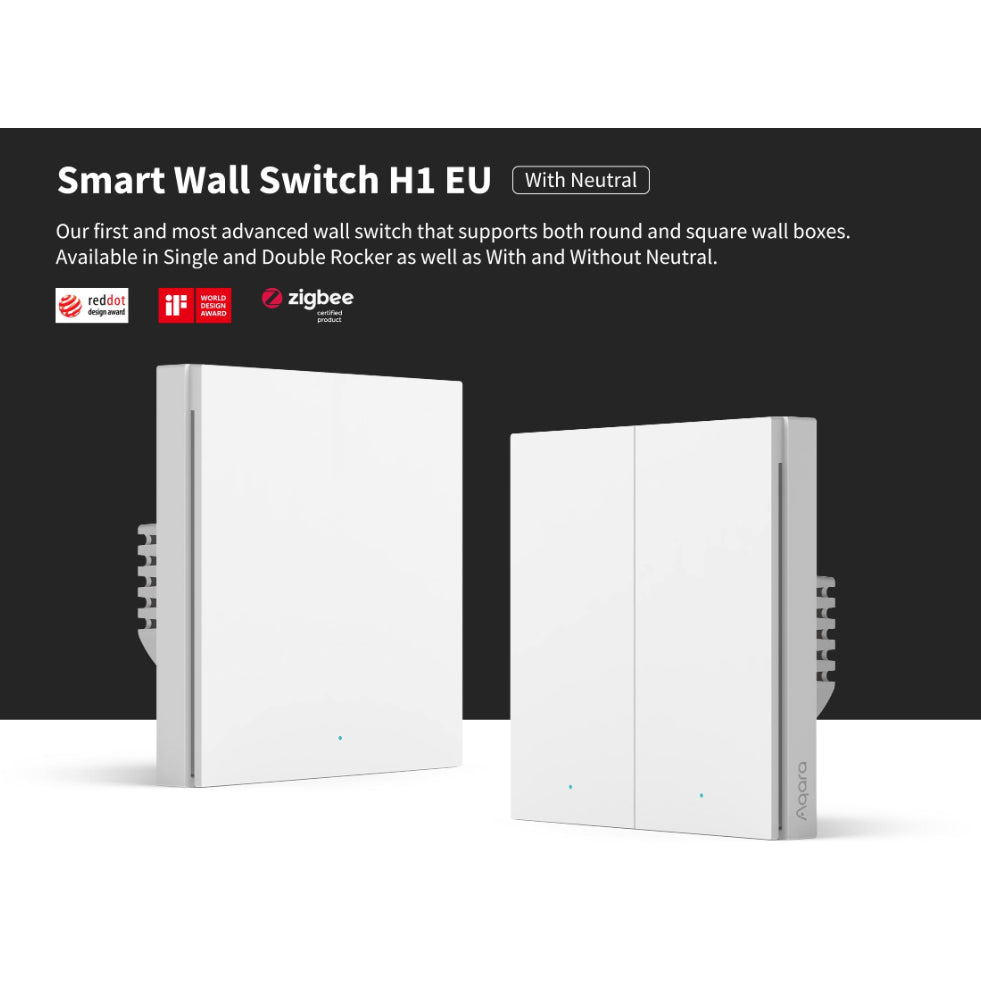 [Aqara SG] Smart Wall Switch H1 EU White (With Neutral/No Neutral + Single/Double/Triple Rocker)