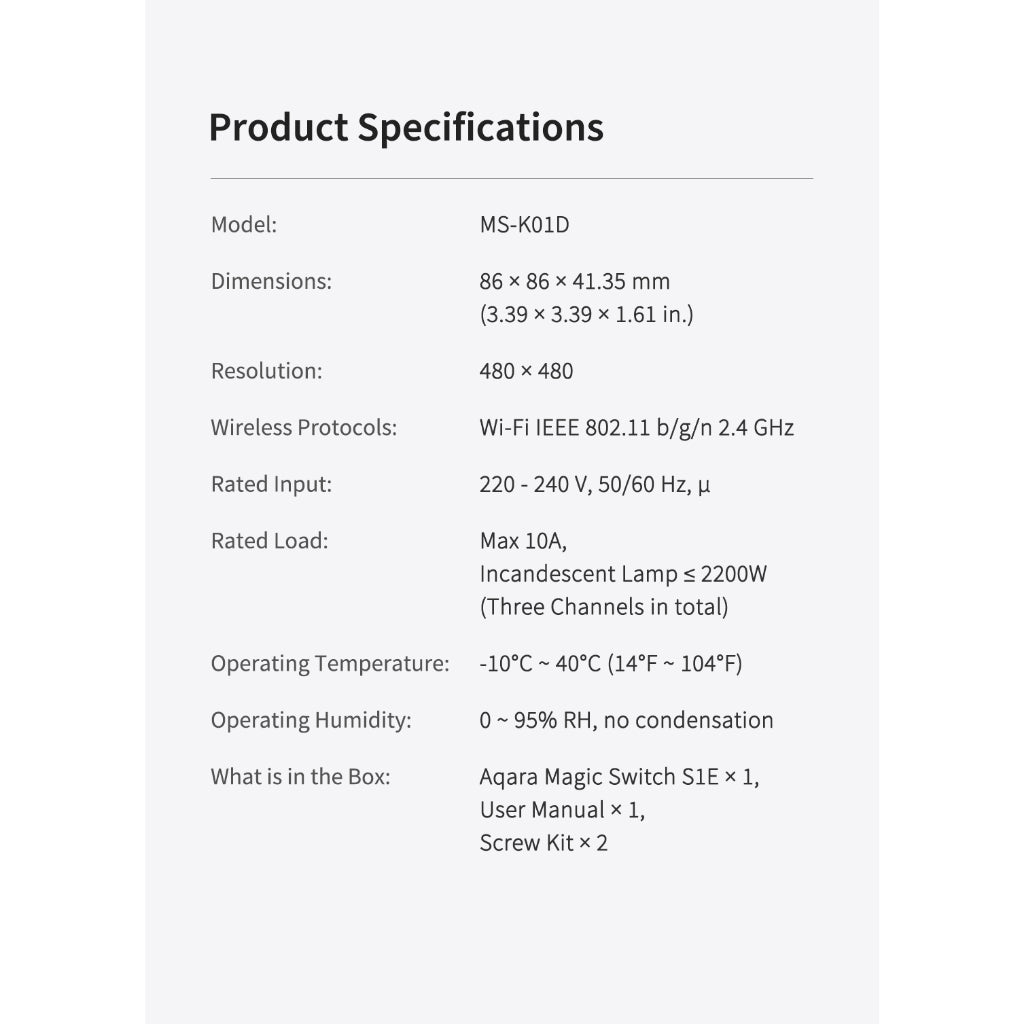 [Aqara SG] Aqara Magic Switch S1E Smart Touch 4inch Screen Panel Full LED Timer Calendar