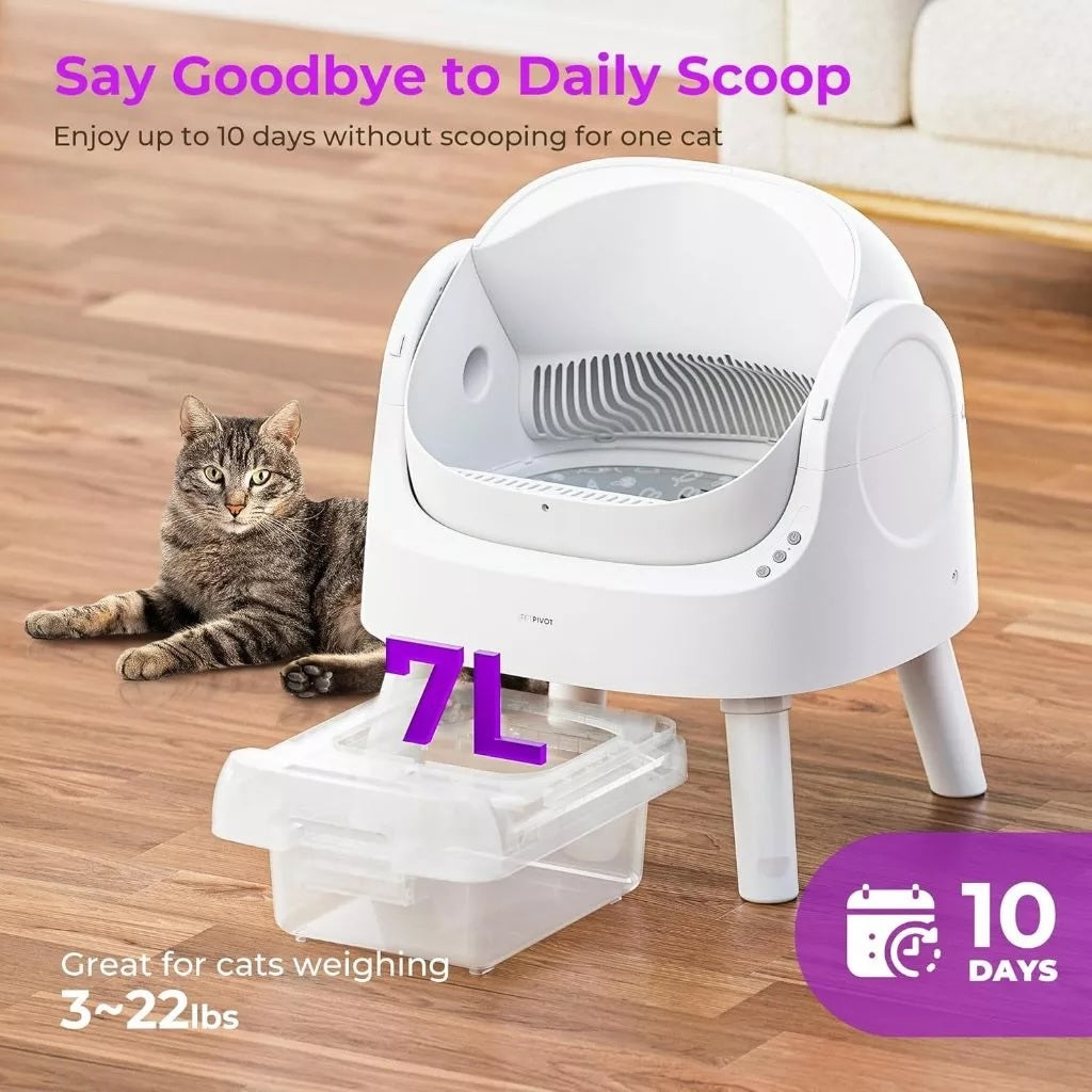 PetPivot AutoScooper AS11 Open-Top Self-Cleaning Smart Cat Litter Box Automatic Litter Scooping
