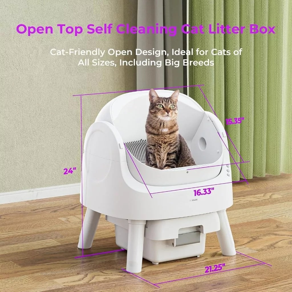 PetPivot AutoScooper AS11 Open-Top Self-Cleaning Smart Cat Litter Box Automatic Litter Scooping