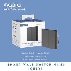 [Aqara SG] Smart Wall Switch H1 EU Grey (With Neutral/No Neutral + Single/Double/Triple Rocker)