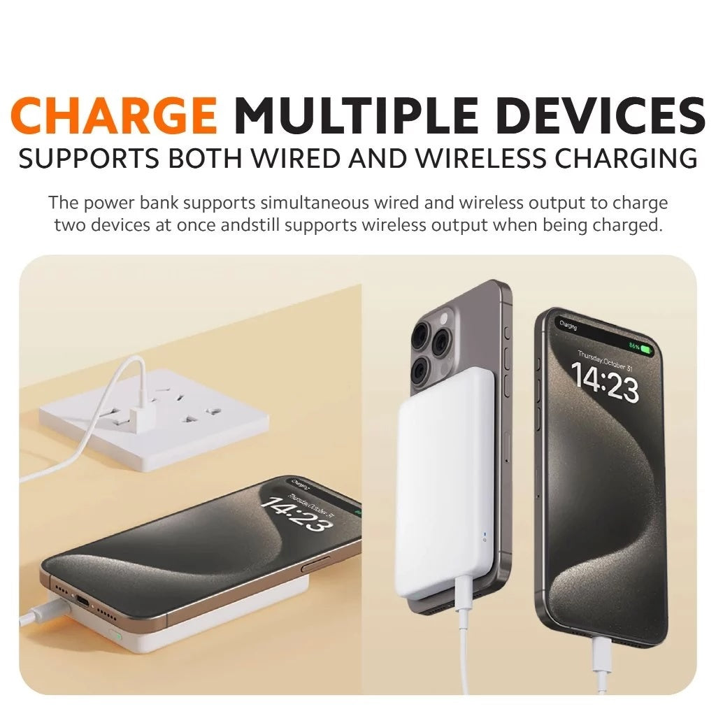 Xiaomi 5000mAh Magnetic Powerbank | Compact & Wireless Charging Slim 12mm Body USB-C Port (6 Months)