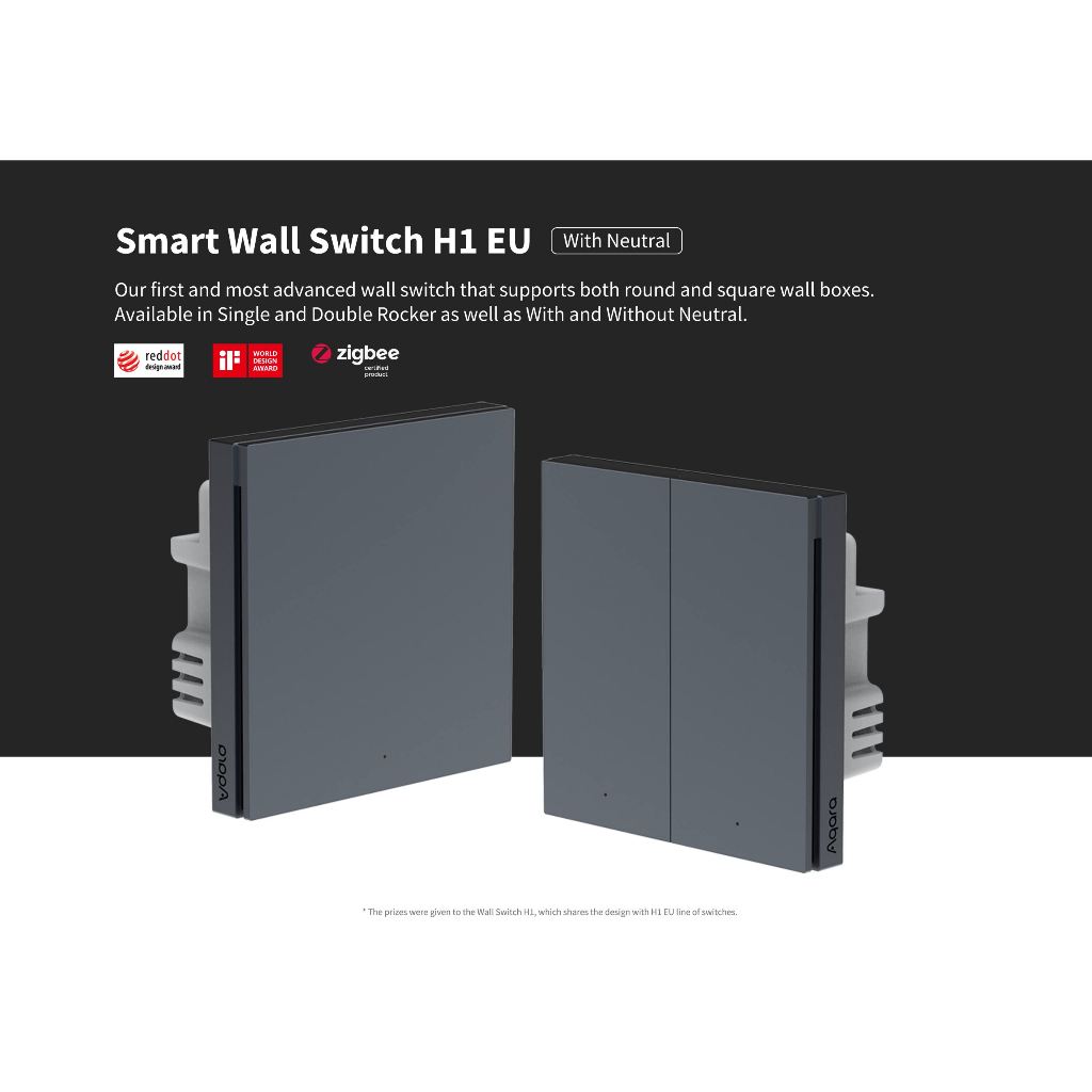 [Aqara SG] Smart Wall Switch H1 EU Grey (With Neutral/No Neutral + Single/Double/Triple Rocker)
