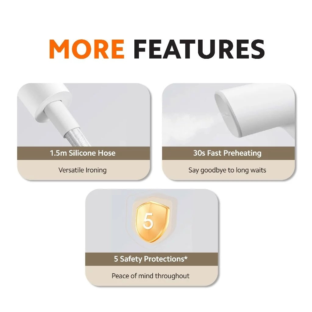Xiaomi 2.3L Standing Garment Steamer | Foldable Ironing Board Clothes Rack | 130°C Fine Steam | 300kPA Pump Pressure
