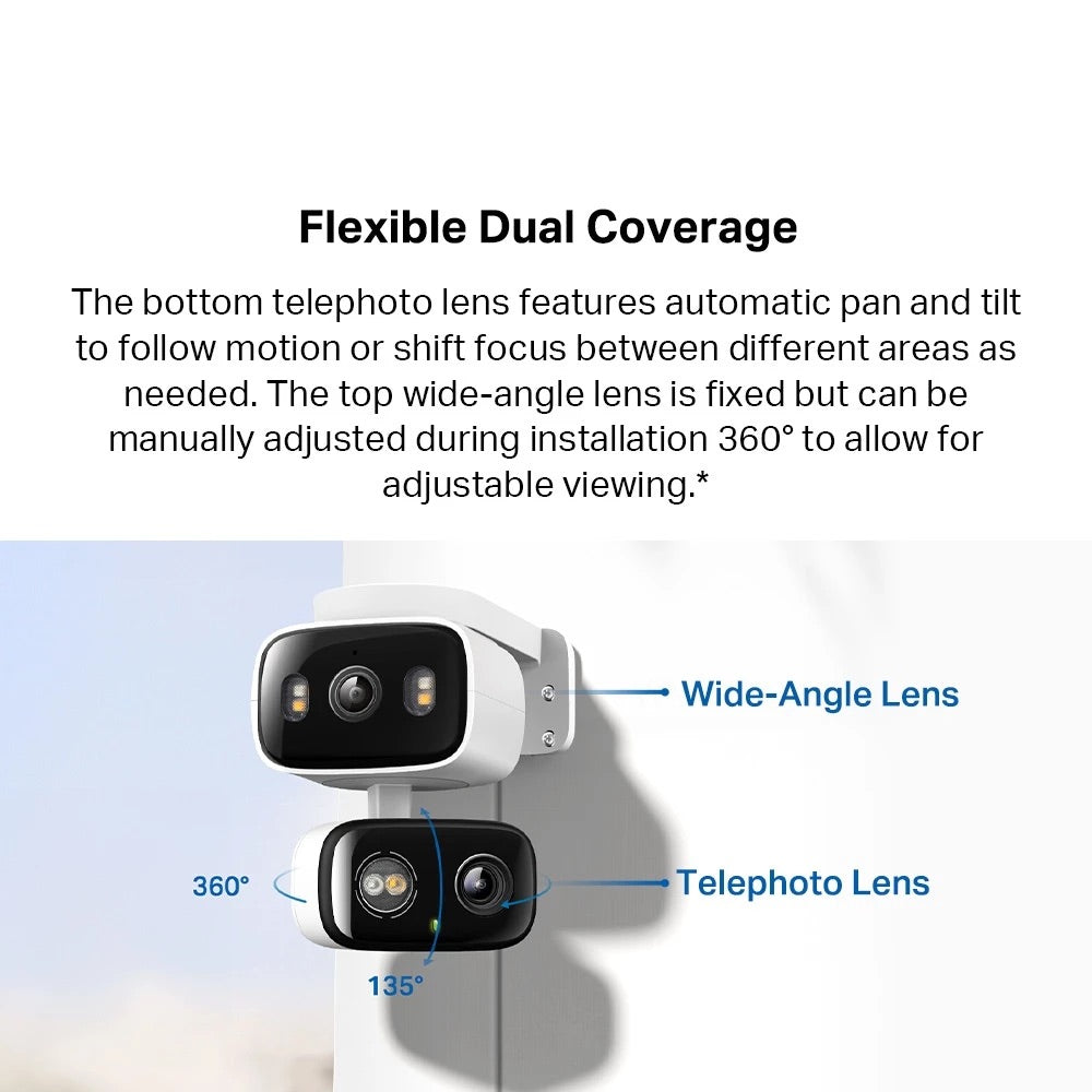 TP-Link Tapo C246D Indoor/Outdoor Dual Lens Pan/Tilt Security Camera | 2K 3MP Dual Lens