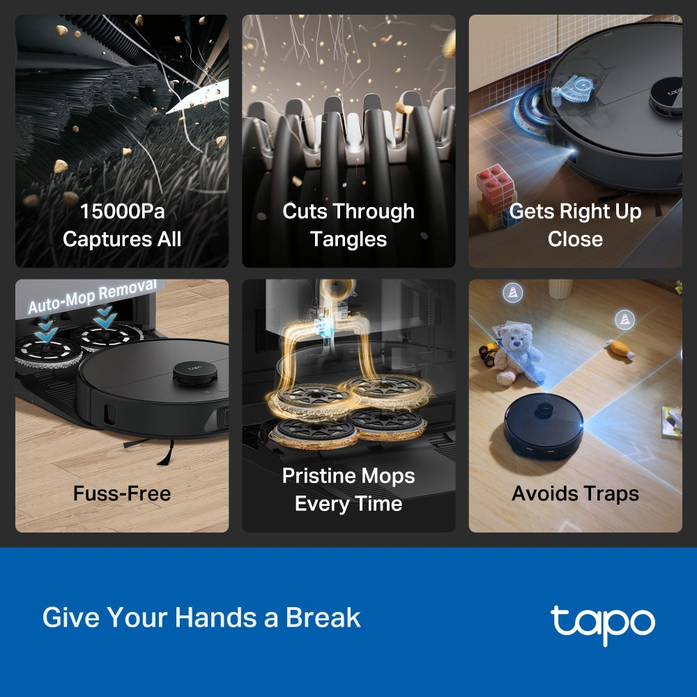 TP-Link Tapo RV50 Pro Omni | AI Detection Robot Vacuum & Mop | All-in-One Self-Cleaning Station