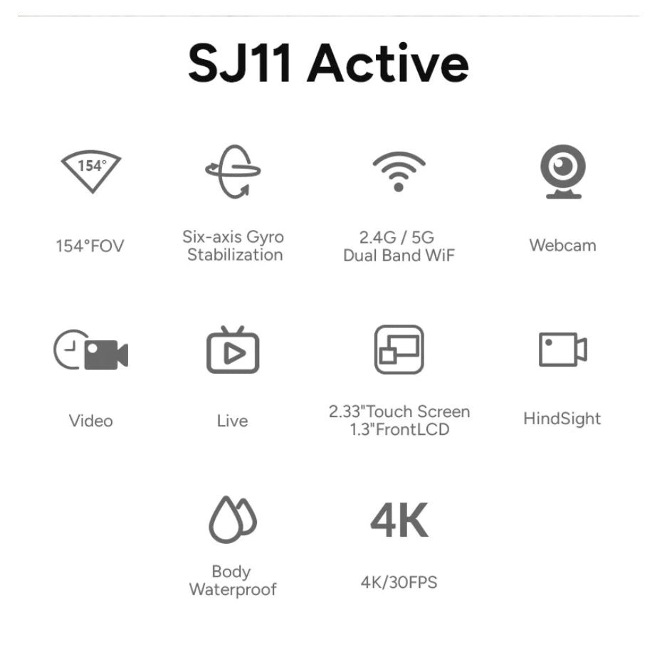 Official SJCAM SJ11 Active Dual Touch Screen 4K Ultra HD