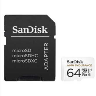 SanDisk High Endurance 64GB Micro SD (100mbs) with Adapter