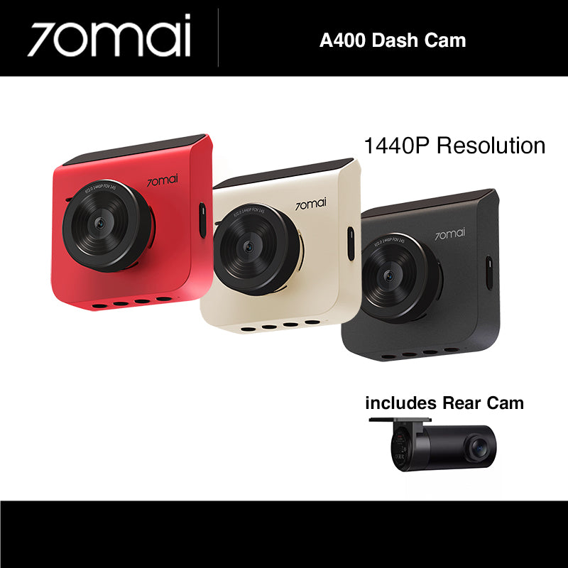 70mai A400 Smart Dash Cam + Rear Cam (English Version) - 1440P | 145° FOV | WiFi | QHD | 24Hr Parking Surveillance | Dual-Channel