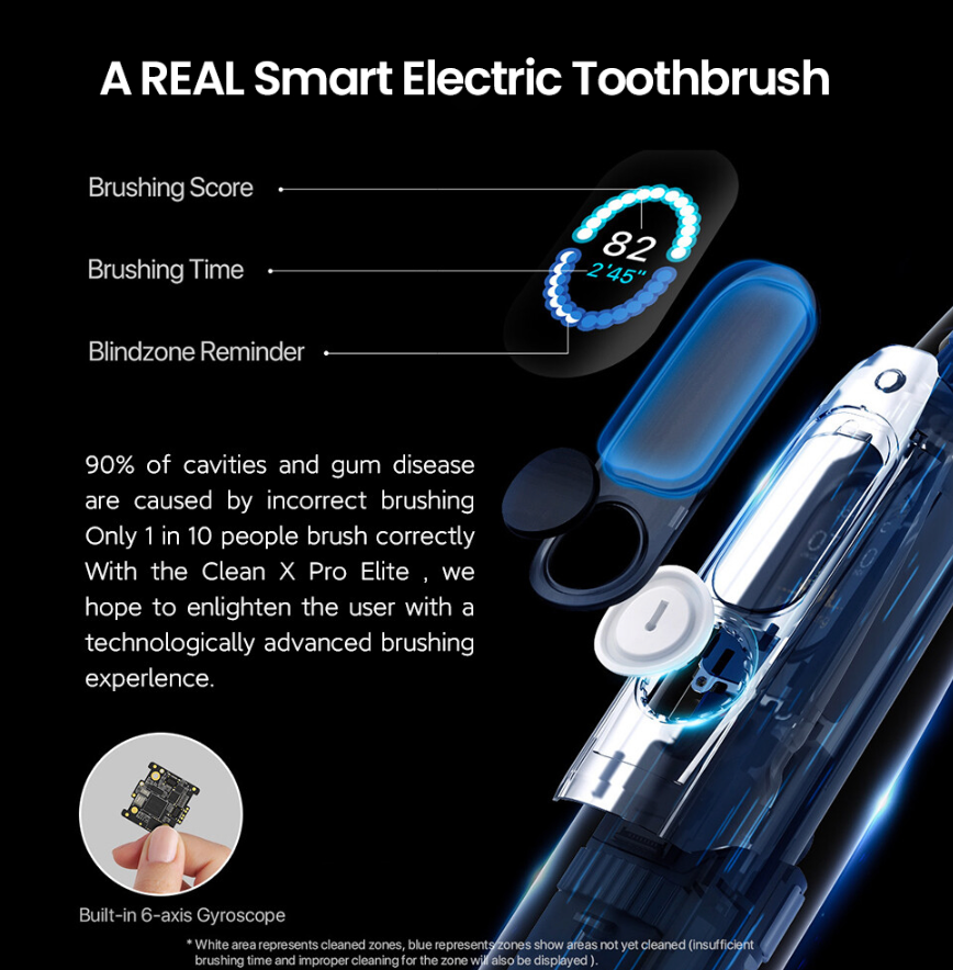 Oclean X Pro Elite AI Smart Sonic Toothbrush Auto Wake Up Ultra Quiet WORLD FIRST touch screen toothbrush