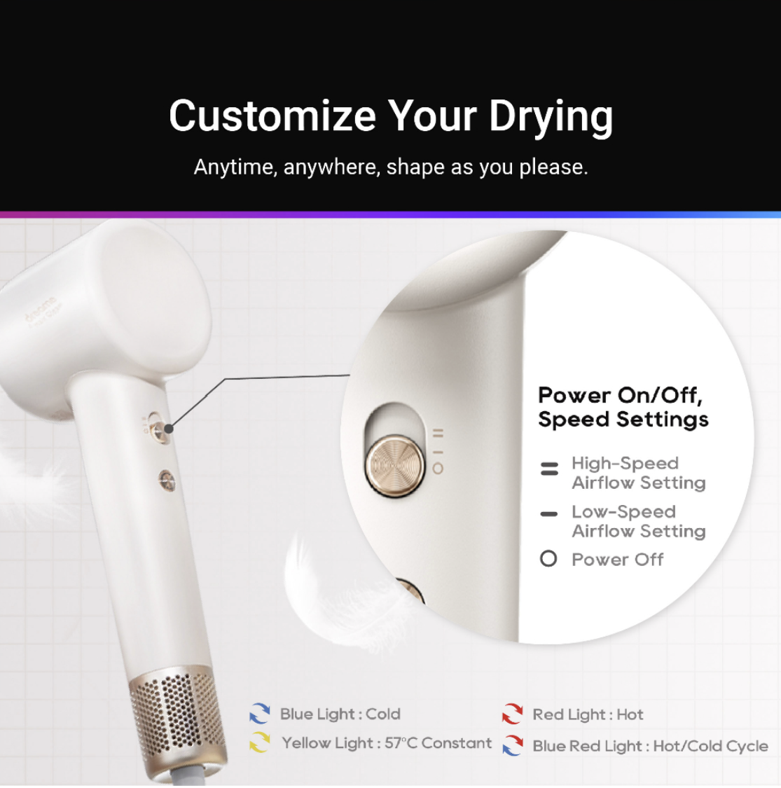 [SG STOCK] Dreame Hair Gleam Hair Dryer | High Speed 2 Mins Fast Drying | 330g Lightweight | 2 Years Warranty